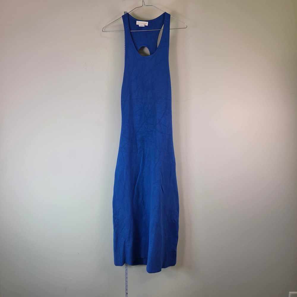 House of Harlow 1960 Blue Knit Racerback Draped Open Back Midi Dress Large
